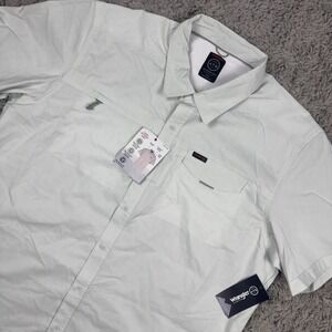 NWT Wrangler ATG Shirt Mens 2XL Cedar Zip Pocket Short Sleeve Button Up Green